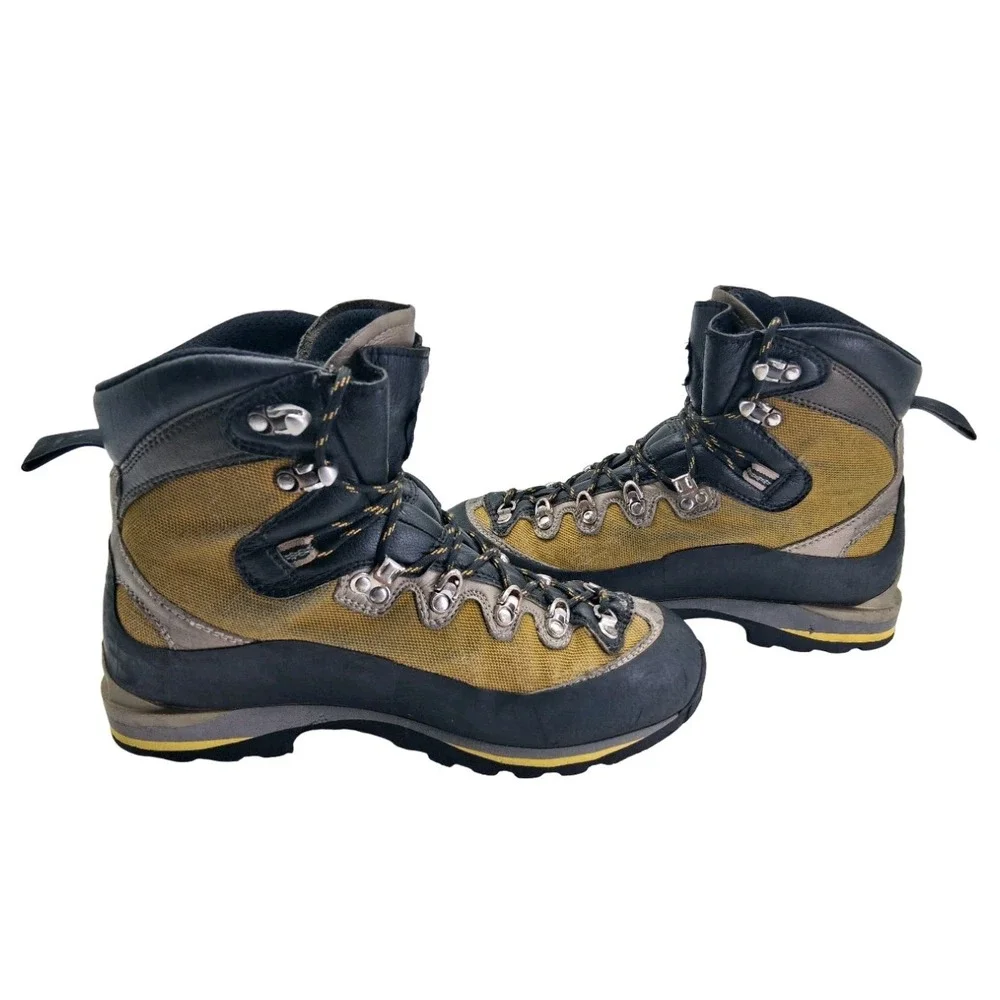 Asolo Mountain Boots Men 9.5 Yellow Gray Nylon Gore-Tex Waterproof Vibram Hiking